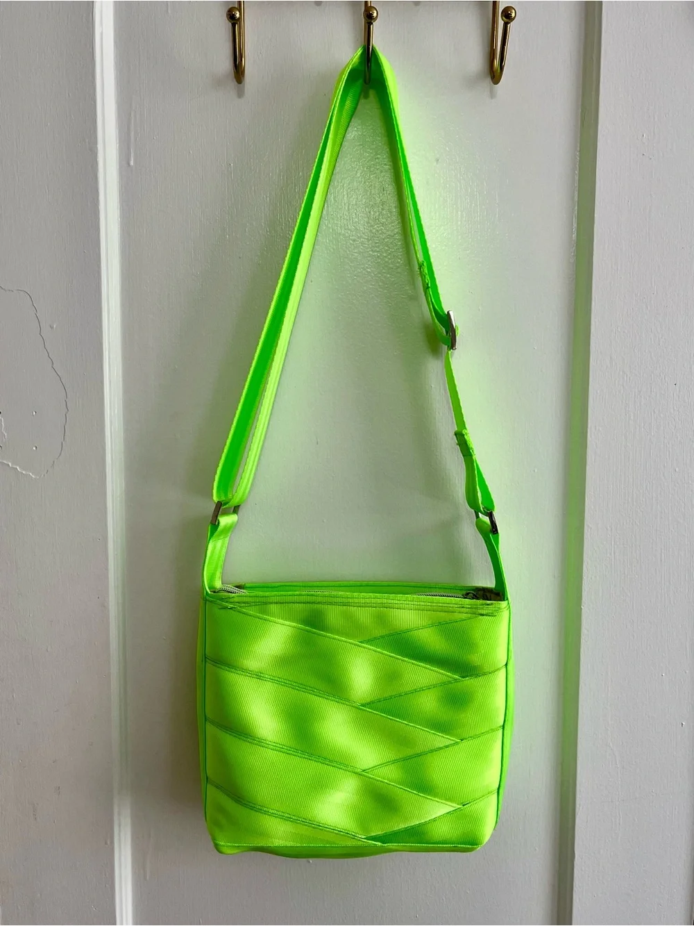Neon Green Seat Belt Crossbody Bag by FiberTime